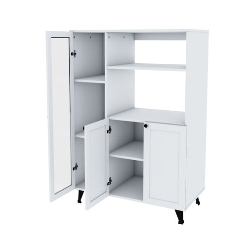Vajillero 3 Puertas 90x46x132Cm Blanco Boho Centro Estant