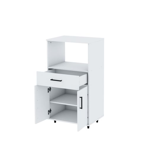 Rack Microondas 2 Puertas 59x45x109Cm Blanco Centro Estant