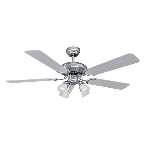 Ventilador Techo 4P 4L Madera Reversible Plata Liliana
