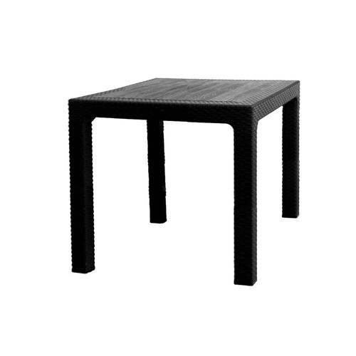 Mesa Cuadrada Plastic Rattan Negro 90X90 Cm Quality