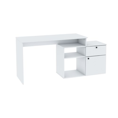 Escritorio Esquinero Elena 76 X 55 X 168 Cm Blanco Centro Estant