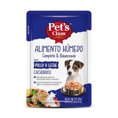 Pouch Pet`S Class Cachorro Pollo Y Leche 85 Gr