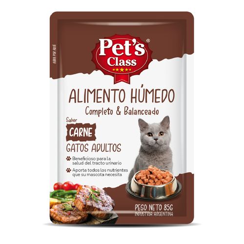 Pouch Pet's Class Gato Adulto Sabor Carne x85 Grs