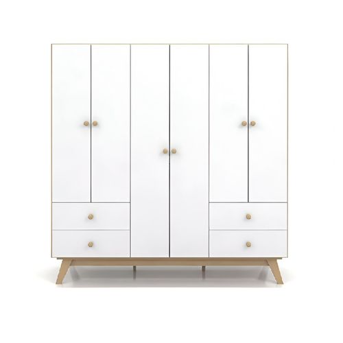 Placard 6 Puertas 176x46x180Cm Blanco/Roble Miel Muebles Gacela
