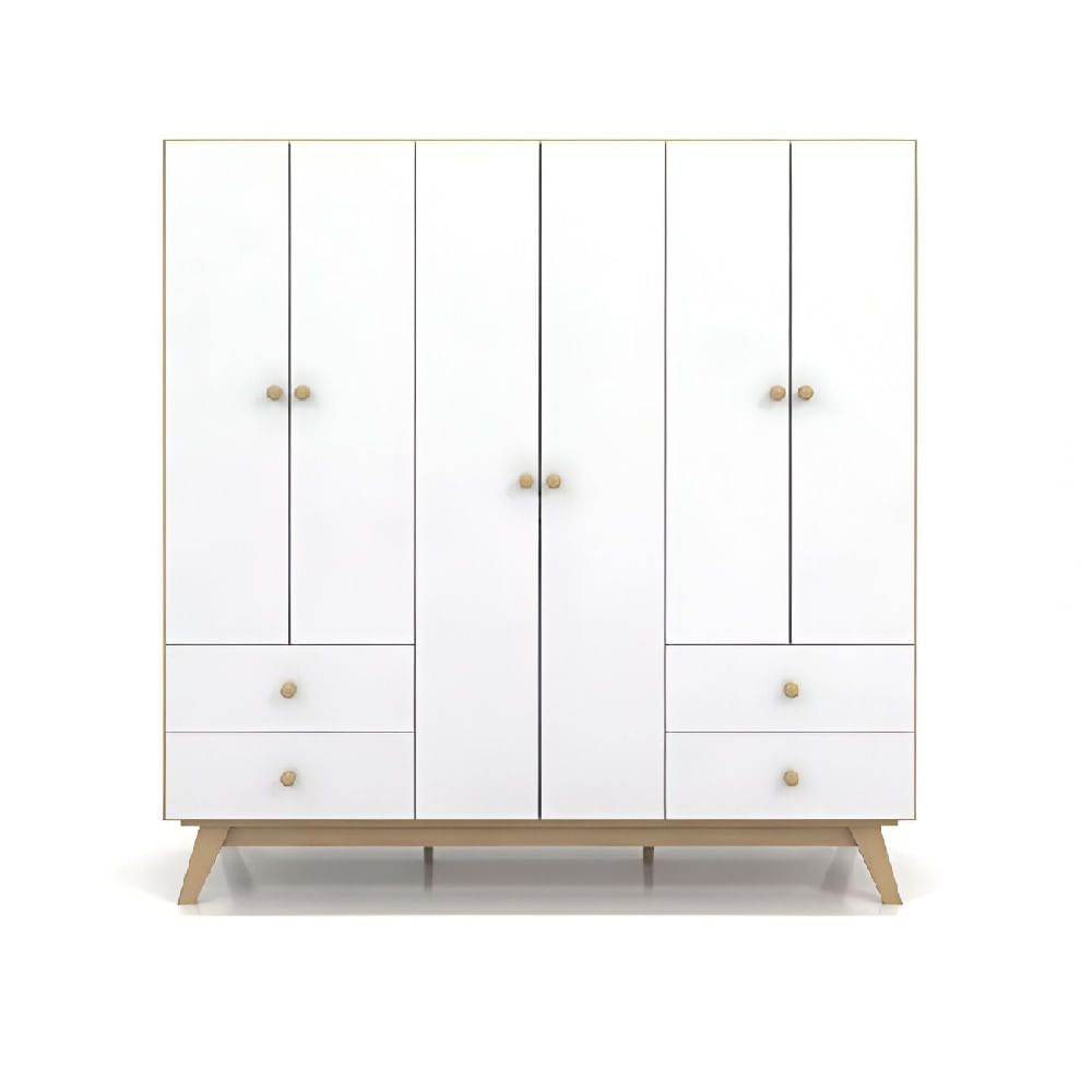 Placard 6 Puertas Blanco/Roble Miel 176X46X180 Cm Muebles Gacela