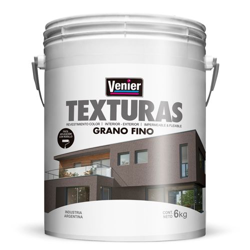 Revestimiento Texturado Grueso Fino Gris Humo 6Kg Venier