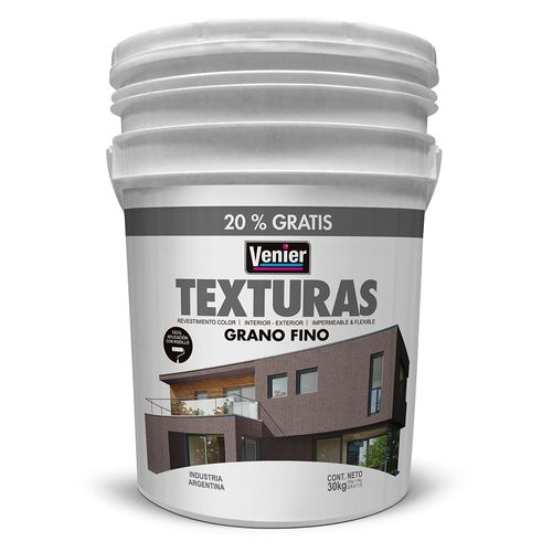 Revestimiento Texturado Grano Fino Gris Humo 30 Kg Venier