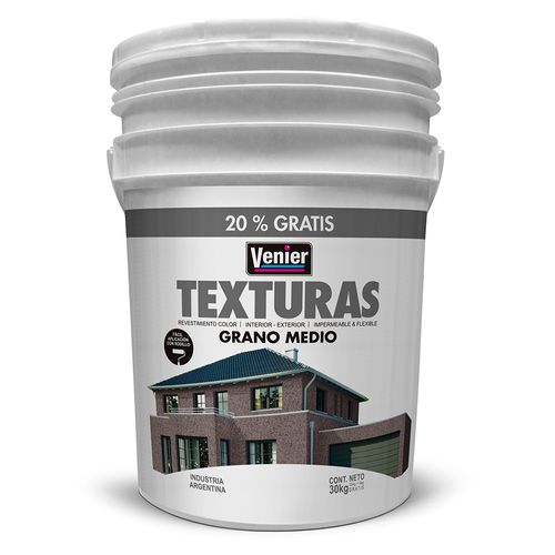 Revestimiento Texturado Grano Medio Gris Humo 30 Kg Venier