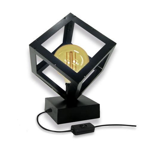 Velador Cubo 1 Luz E27 Negro Elkas