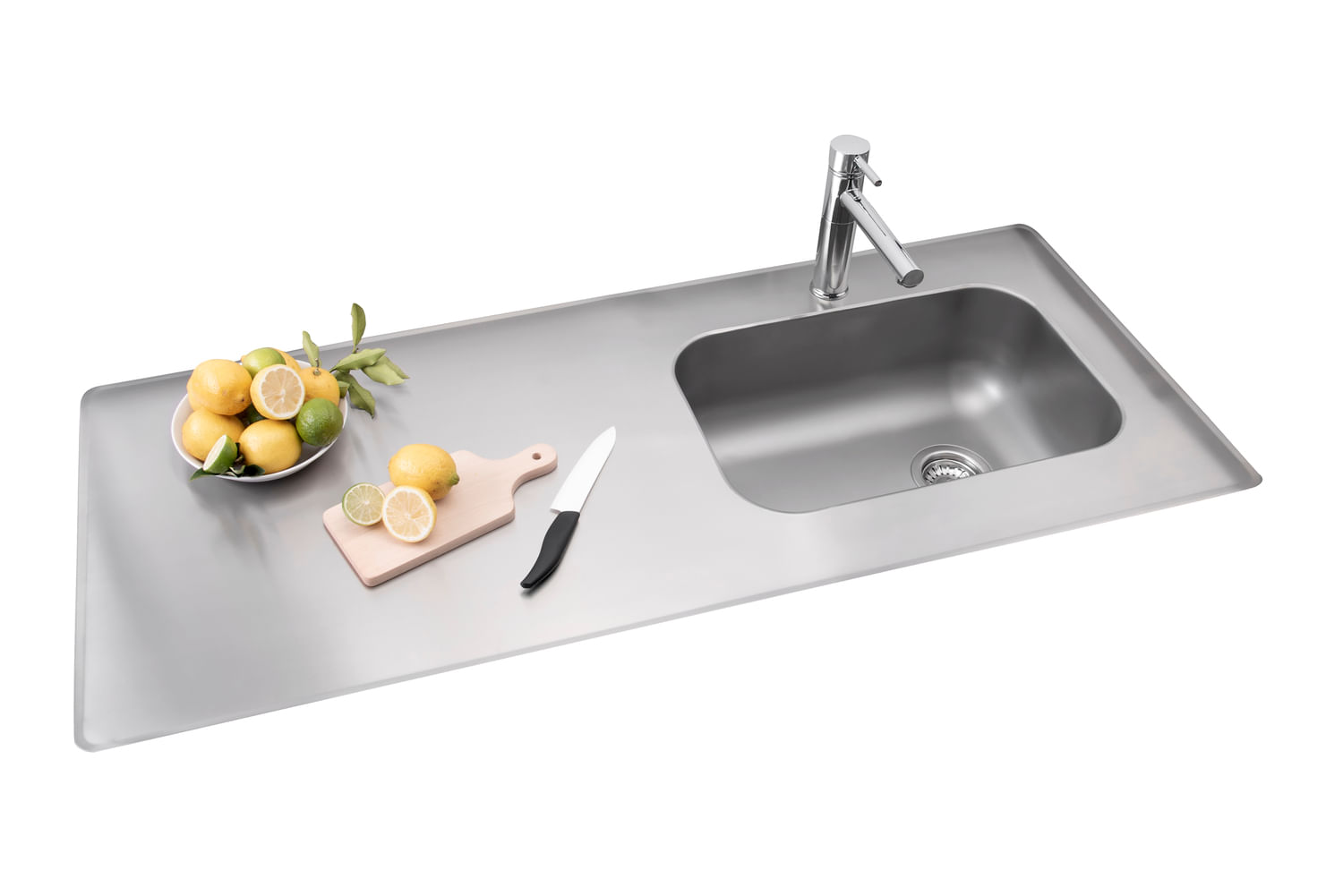Mesada de Cocina con Bacha Simple Acero 160X62 Cm Gris 160103T Mi Pileta