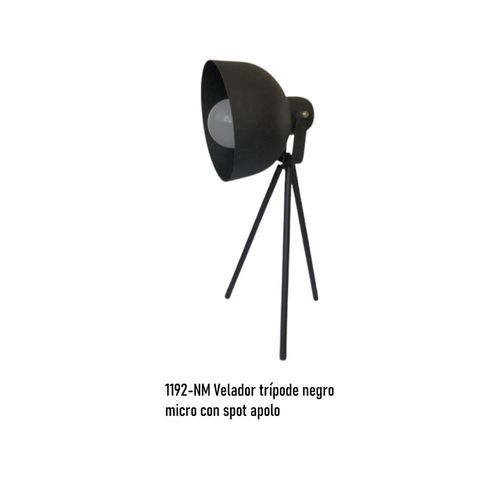 velador tripode apolo 1l e27 negro