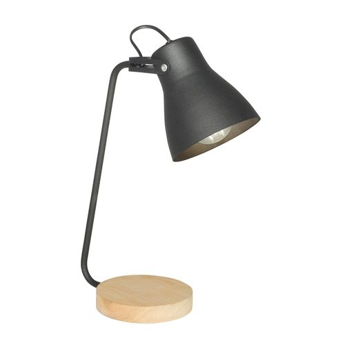 Lampara Escritorio Patik 1 Luz E27 Negro Madera Don Bell