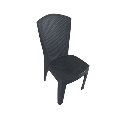 Silla Plástica 38X39X88Cm Simil Rattan Negra Plásticos Poo
