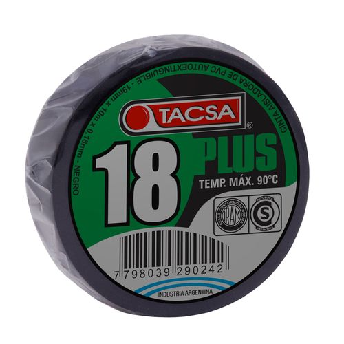 Cinta Aisladora Pvc Negro 18 Plus X 10 M Tacsa