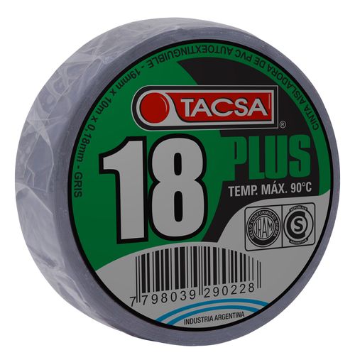 Cinta Aisladora Pvc Gris 18 Plus X 10 M Tacsa