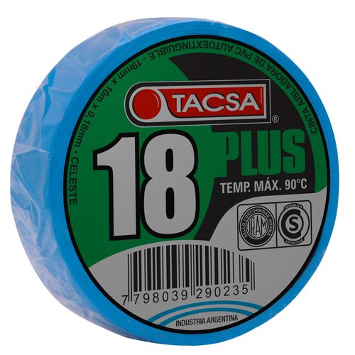 Cinta Aisladora Pvc Celeste 18 Plus X10 M Tacsa