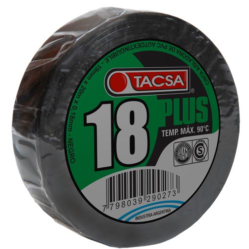 Cinta Aisladora Pvc Negro 18 Plus X 20 M Tacsa