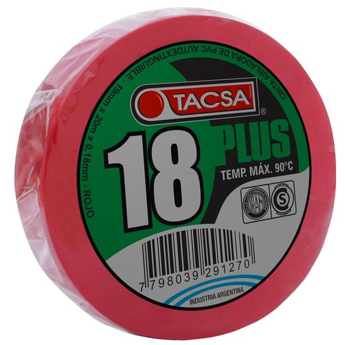 Cinta Aisladora Pvc Rojo 18 Plus X 20 M Tacsa