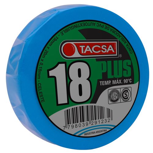 Cinta Aisladora Pvc Celeste 18 Plus X20 M Tacsa