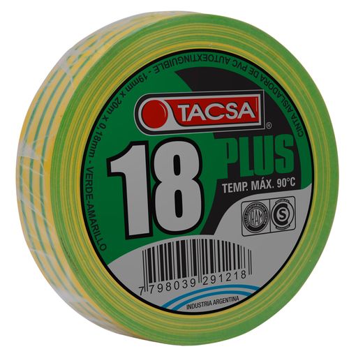 Cinta Aisladora Pvc Tierra 18 Plus X 20 M Tacsa