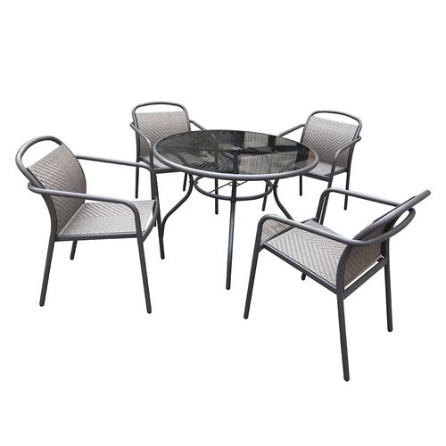 Set Comedor Caño Derby 4 Personas Marrón Outzen