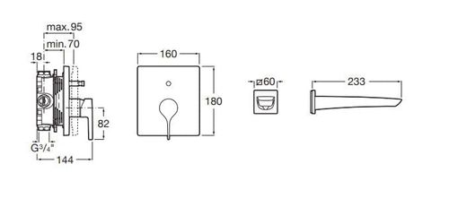 Juego Empotrado Ducha Con Transferencia Iconia Cromo A5D123Ac0L