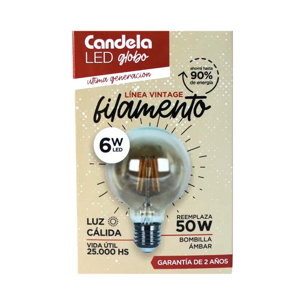 Led Filamento Vintage Luz Cálida E27 6 W Candela
