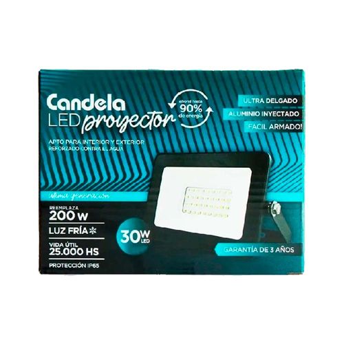 Led Proyector 30W Fría Negra Candela