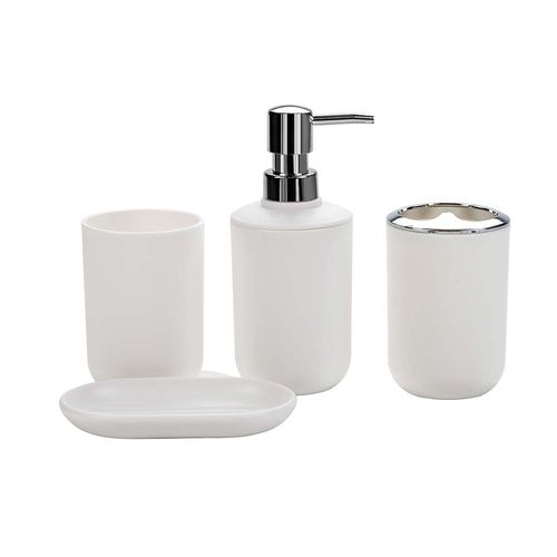 set x4 accesorios baño blanco