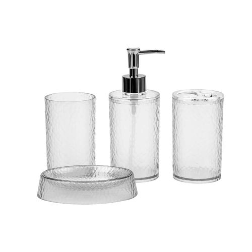 set x4 accesorios baño cristal relieve