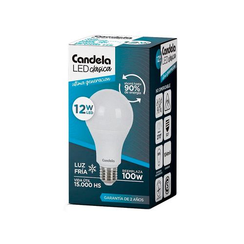 Led Bulbo E27 12W Fría Candela
