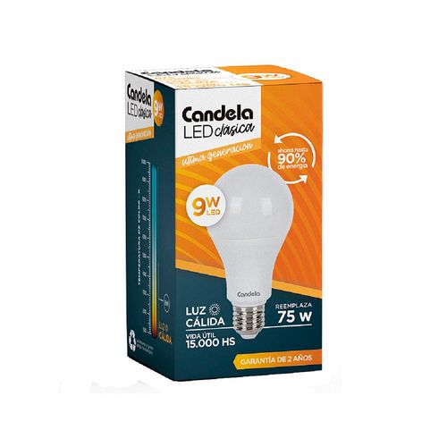 Led Bulbo 9W Cálida E27 Candela