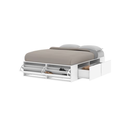 Cama Box 193x144x39.5Cm Blanca Moderna Dielfe
