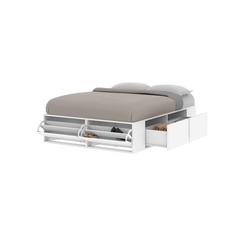 Cama Box Moderna  Blanca Dielfe