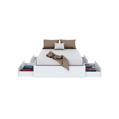 Cama Box 2 Plazas 199x154x35Cm Blanca Centro Estant