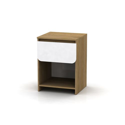 Mesa De Luz Curvalba 40X40X55 Cm Blanco/Roble Miel Gacela