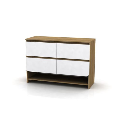 Cómoda 4 Cajones Curvalba 40x10x75 Cm Blanco/Roble Miel Muebles Gacela