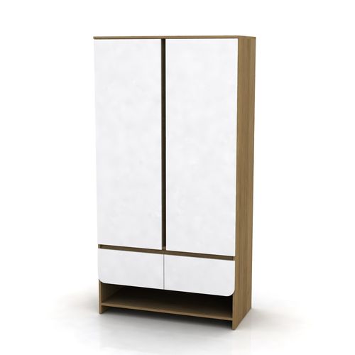 Placard 2P 2C 50X90X180 Cm Blanco/Roble Miel Muebles Gacela