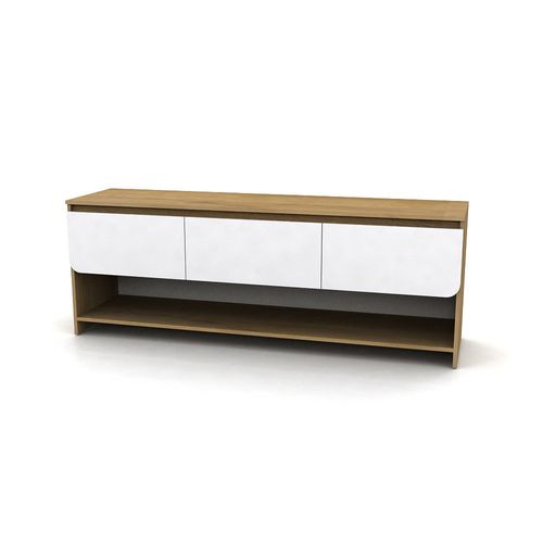 Rack de TV 3 Cajones 40X160X60Cm Blanco/Roble Miel Curvalba Muebles Gacela