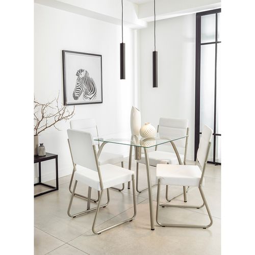 Comedor Ninfa Cuadrada Vidrio 4 Sillas 80X80X76,5Cm M+Design