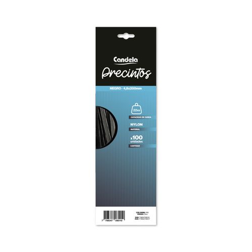 Precinto Negro 4.8X200 Mm x 100 Un Candela