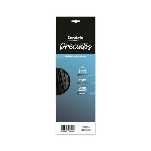 Precinto Negro 4.8X250 Mm X 100 Un Candela