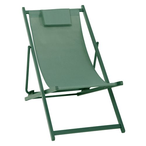 Reposera Aluminio 4 Posiciones Con Almohada Oliva