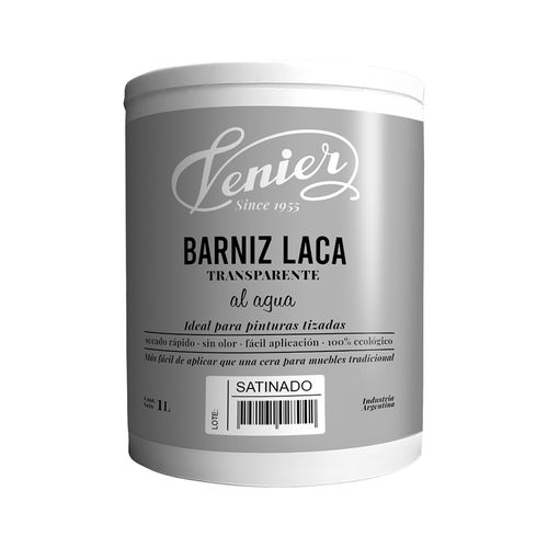 Barniz Laca Al Agua Satinado Transparente 1Lt Venier