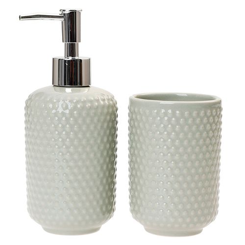 Set accesorios de baño 2 piezas Puntos blanco Cotidiana