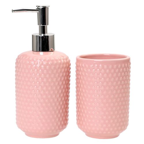 Set accesorios de baño 2 piezas Puntos rosado Cotidiana