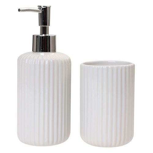 Set accesorios de baño 2 piezas Tramas blanco Cotidiana