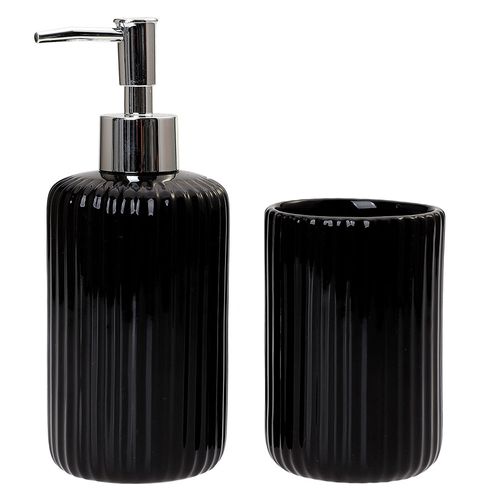 Set Accesorios De Baño 2 Piezas Tramas Negro Cotidiana