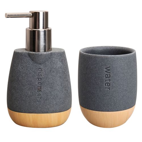 Set accesorios de baño 2 piezas Piedra bambú Cotidiana