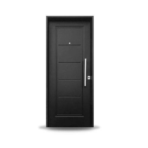 Puerta Derecha Ciega Chapa Inyectada Negra 80X200 Cm Barmetal